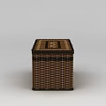 Woven Rectangular Storage Basket with Brown Black Design and Lid for Organizing 3d model