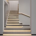 Sleek Modern Interior Staircase With Built in LED Strip Lighting And Minimalist Design