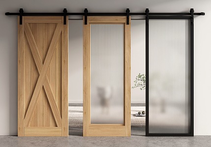 Modern Barn Door Glass Barn Door Hanging Rail Door 3d model