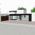 Modern Detached Villa With Swimming Pool Terrace Palm Trees And Lush Lawn
