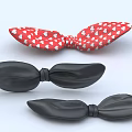 Red White Heart Pattern Bow Ties With Black Leather Sleek Fashion Accessories Set