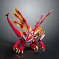 Vibrant Red Dragon With Golden Spikes And Fiery Wings Mythical Creature Design
