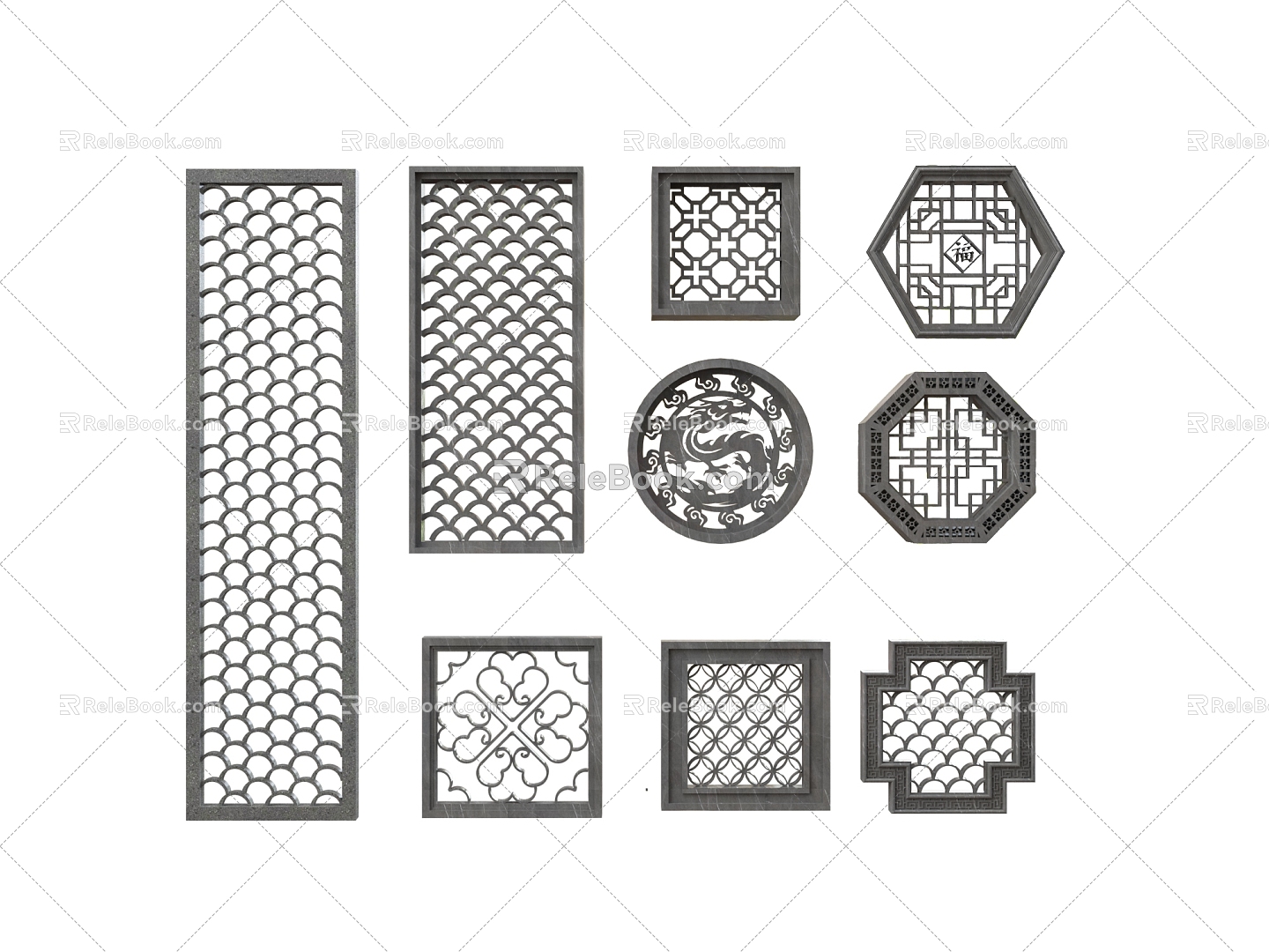 New Chinese Style Pattern Window Antique Window Carved 3d model