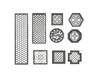 New Chinese Style Pattern Window Antique Window Carved 3d model