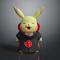 Cute Pikachu Character Wearing Black Robe With Red Cloud Patterns And Happy Expression 3d model