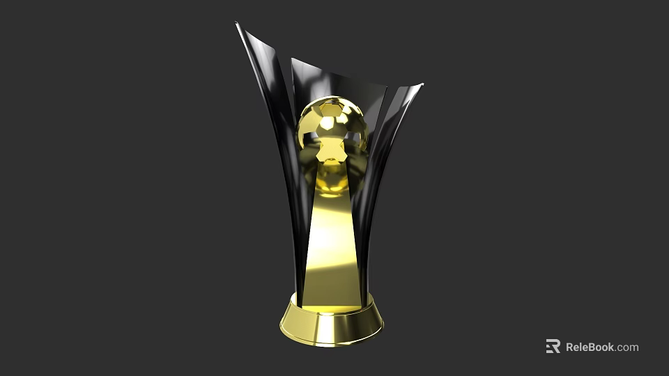 Modern Gold And Black Clock Design With Metallic Base And Sphere Accent 3d model 