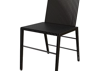 Black Metal Leisure Chair With Striped Backrest And Sleek Modern Design 3d model