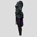 Black Metal Armor With Decorative Details Leather Belt And Purple Accents
