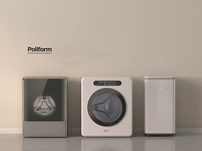Pellform Midea Modern Washing Machine With Transparent Door And Side Appliances 3d model