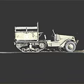 Vintage Military Green Utility Vehicle With Tracks And Open Cargo Bed