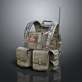 Tactical Military Backpack with Multiple Pockets Adjustable Shoulder Straps Emblem Patch and Antenna Design 3d model