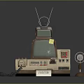 Vintage Electronic Devices Setup With Retro TV Telephone Fan And Label