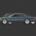 Two Classic Black and Blue Vintage Cars with Retro Exterior Design