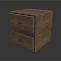 Functional Wooden Two Drawer Cabinet With Natural Grain And Black Handles