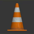 Orange And White Traffic Cone Design With Striped Pattern And Square Base