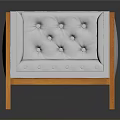 Modern Tufted Armchair With White Padded Seat And Orange Wooden Frame