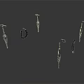 Six Black Metal Hooks And Brackets With Varied Decorative Designs On White Background