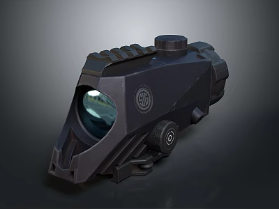 Tactical Weapon Scope Modern Design With Circular Lens GIG Logo And Adjustment Knob 3d model