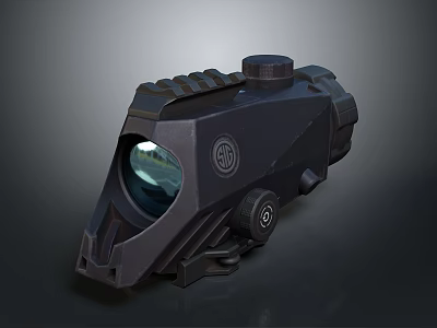 Tactical Weapon Scope Modern Design With Circular Lens GIG Logo And Adjustment Knob 3d model
