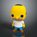 Game Movie Character Homer Simpson Toy Figure With Yellow Skin Black Hair White Shirt Blue Pants