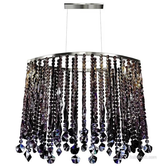 Luxurious Purple Black Beaded Crystal Chandelier With Elegant Hanging Decorative Design 3d model 