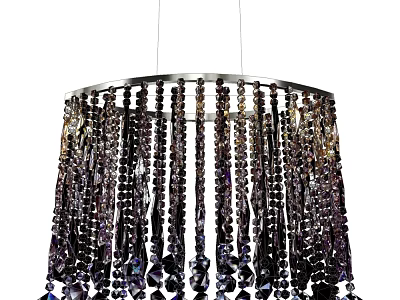 Luxurious Purple Black Beaded Crystal Chandelier With Elegant Hanging Decorative Design 3d model