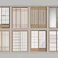 Various Wooden Sliding Doors With Different Grid And Panel Designs For Interior Spaces 3d model
