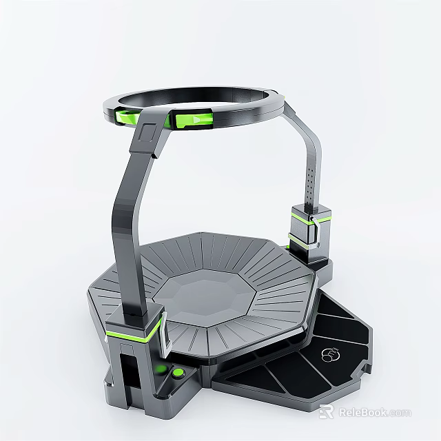 Modern Hexagonal Sports Training Equipment With Circular Ring And Green Accents 3d model 