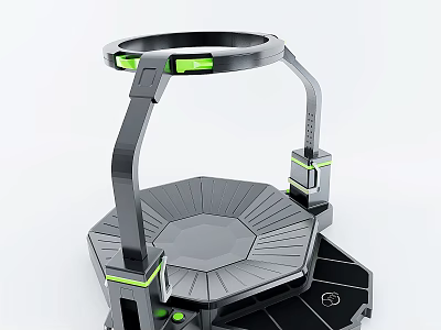 Modern Hexagonal Sports Training Equipment With Circular Ring And Green Accents 3d model