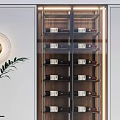 Modern Glass Door Wine Cabinet With LED Lighting in Living Room With Potted Plant