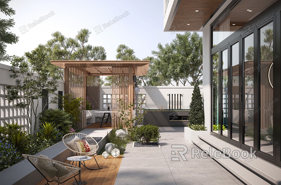 Modern courtyard courtyard landscape model