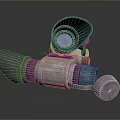Vintage Binocular Telescope With Purple Lens Mechanical Knobs And Cylindrical Structure