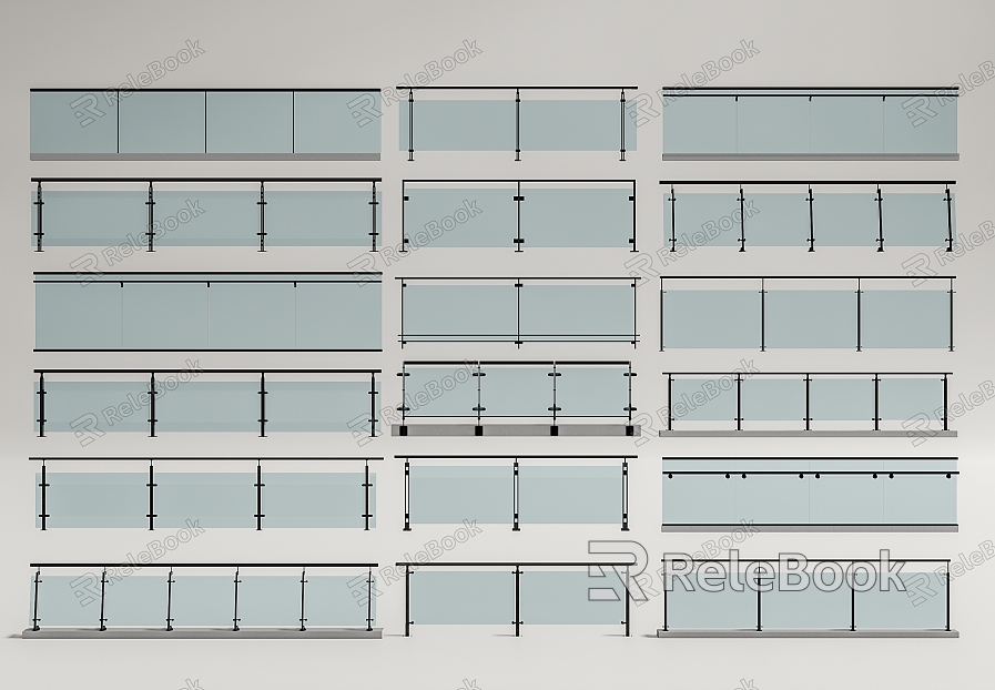 Modern Guardrail Glass Railing Handrail Glass Handrail Fence Guardrail Stair Railing model