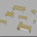 Modern Wooden Furniture Collection With Tables Benches And Metal Leg Designs