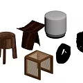 Modern sofa stool combination shoe stool 3d model