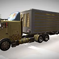 Vintage Yellow Truck With Flame Decals And Detailed Semi Trailer Container