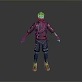 Game Character With Red Hair Black Gloves And Black Red Outfit As Fantasy Creature