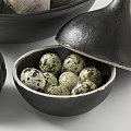 Black Ceramic Tableware Set With Garlic Shaped Lid Bowl And Quail Eggs Container 3d model
