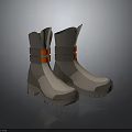 Stylish Modern Gray Boots Featuring Orange Straps And Durable Sole Design 3d model
