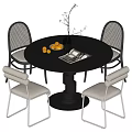 Middle style dining table and chair combination 3d model