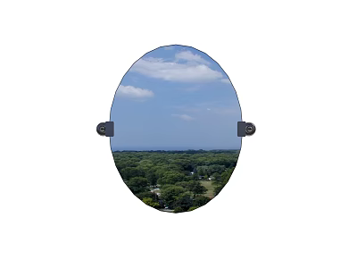 Oval Mirror Reflecting Blue Sky White Clouds Green Trees And Sea View 3d model
