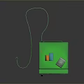 Green Double Door Refrigerator With Boxes And Cans On Top Surface