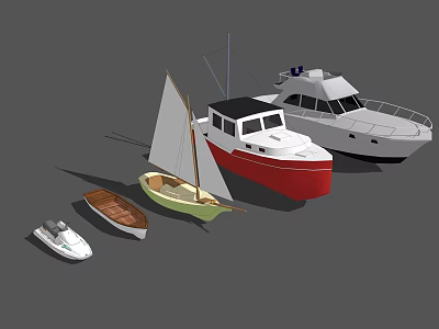 Variety Of Yachts And Boats In 3D Rendering 3d model