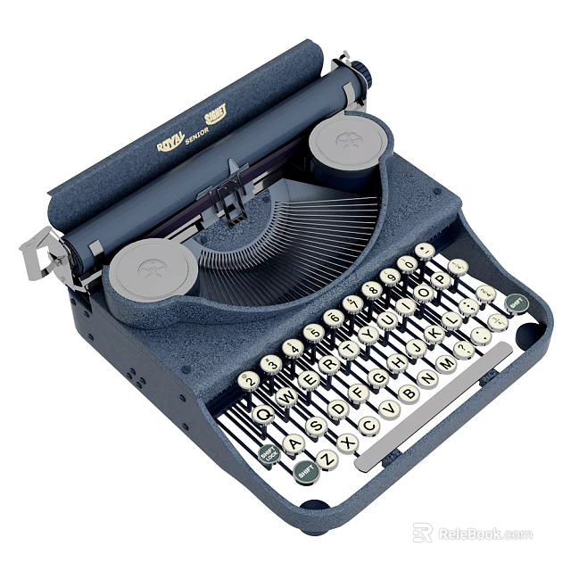 Vintage Blue Typewriter Classic Office Electrical Appliance with Mechanical Design and Retro Style 3d model 