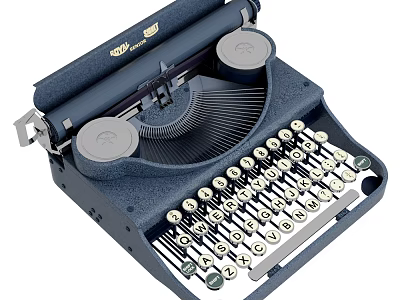 Vintage Blue Typewriter Classic Office Electrical Appliance with Mechanical Design and Retro Style 3d model