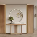 New Chinese style end view table porch partition wall end view cabinet lattice 3d model