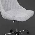 Modern Gray Upholstered Desk Chair Set with Metal Frame and Rolling Wheels