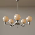Modern Five Globe Chandelier With Creamy White Glass Shades And Silver Metal Frame