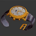 Luxury Golden Watch With Black Leather Strap White Dial And Moon Phase Design