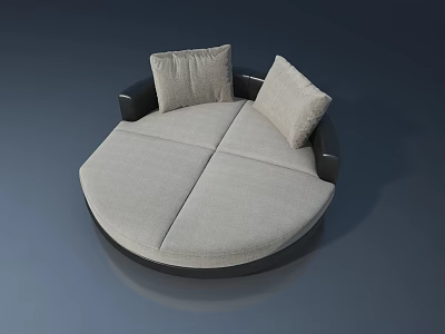 Modern Round Landscape Sculpture With Light Gray Surface And Black Border Details 3d model